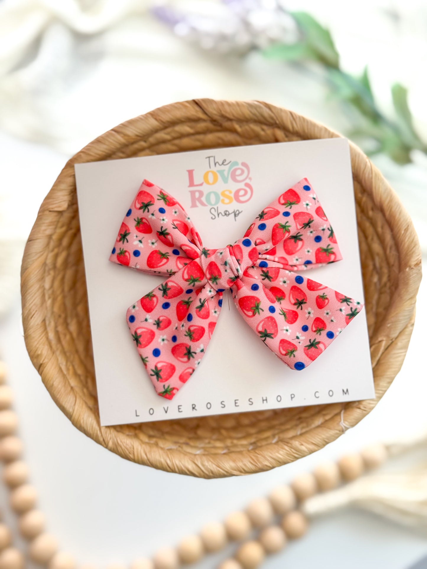 STRAWBERRY FABRIC BOW