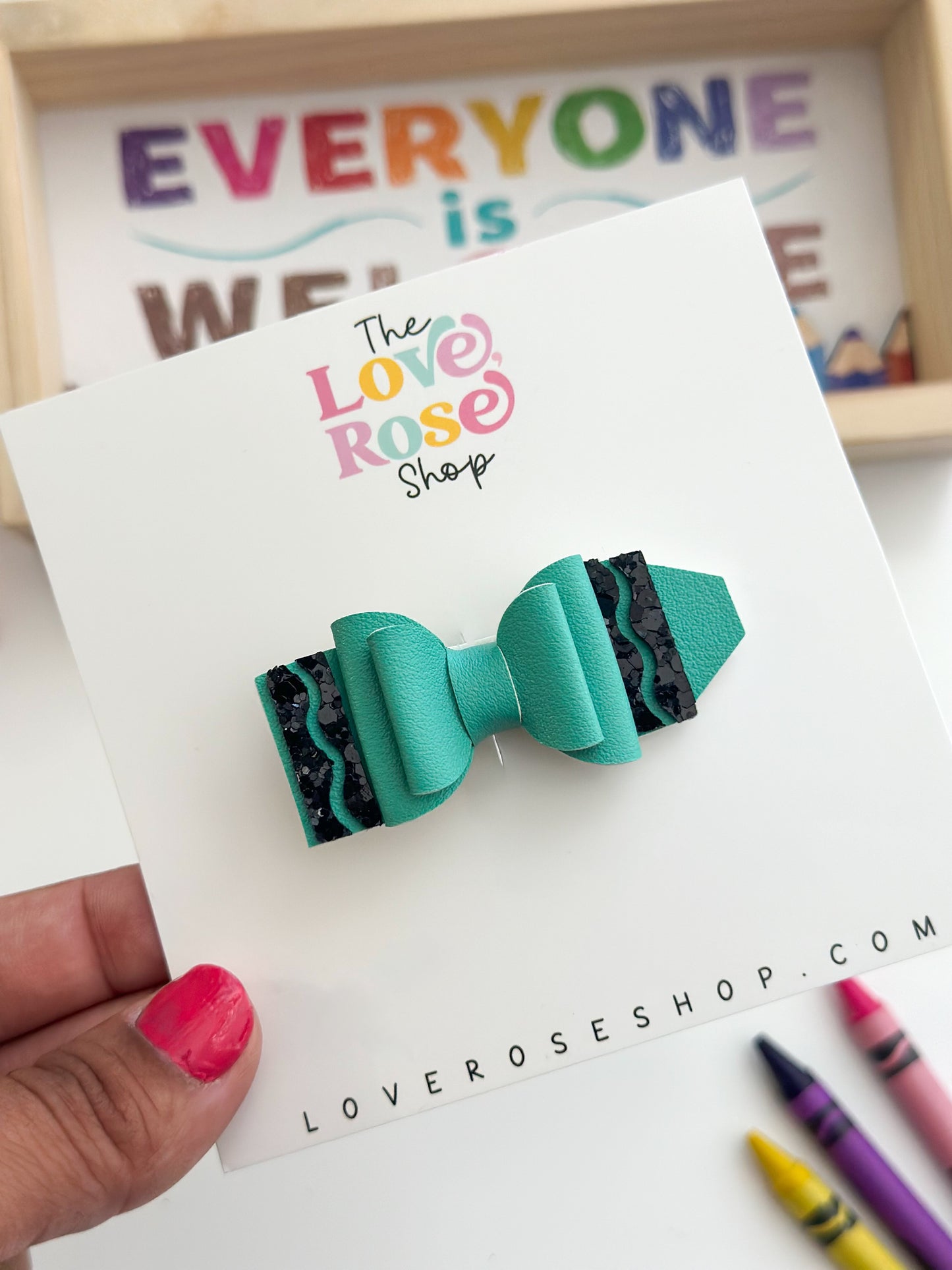 TEAL CRAYON BOW