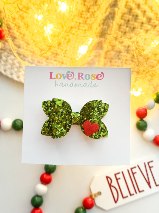 GRINCH HEART BOW
