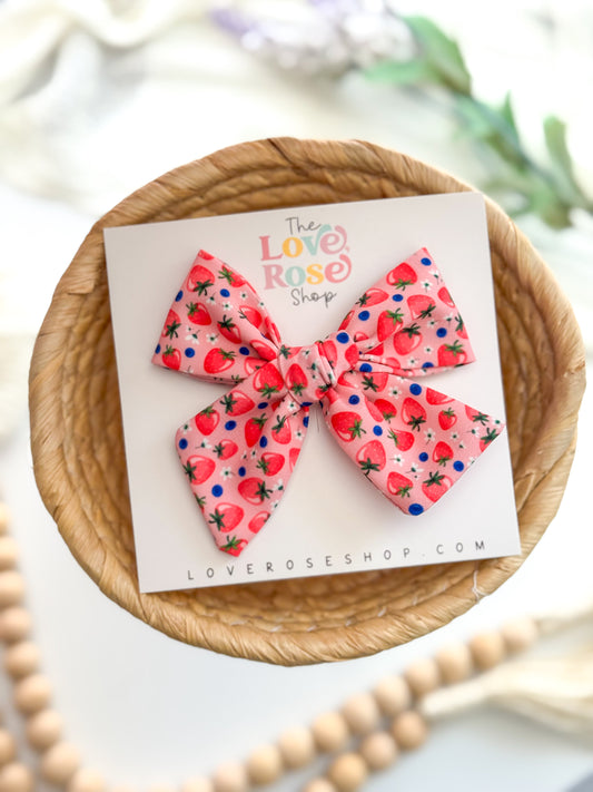 STRAWBERRY FABRIC BOW