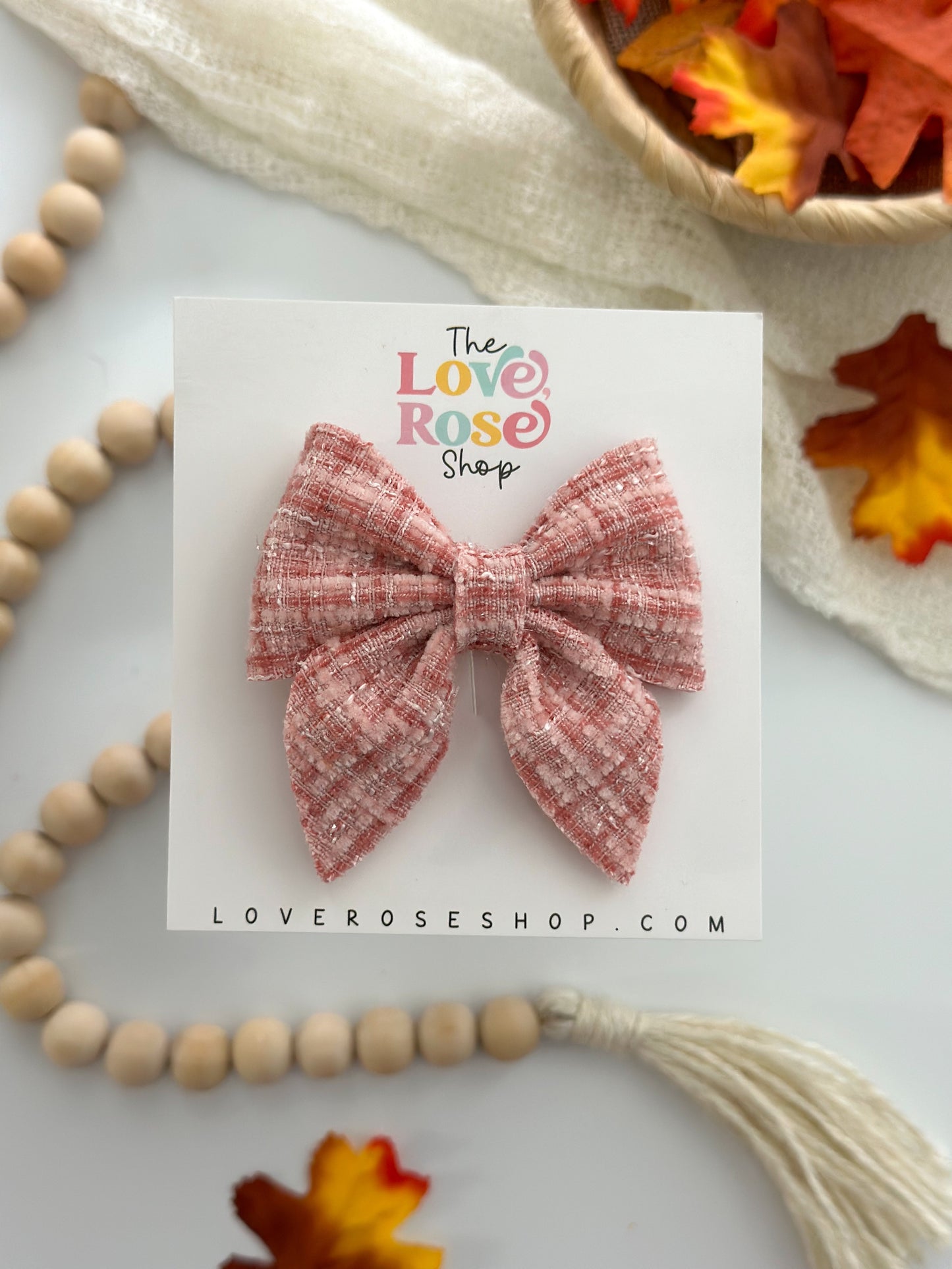 PINK TWEED SAILOR BOW