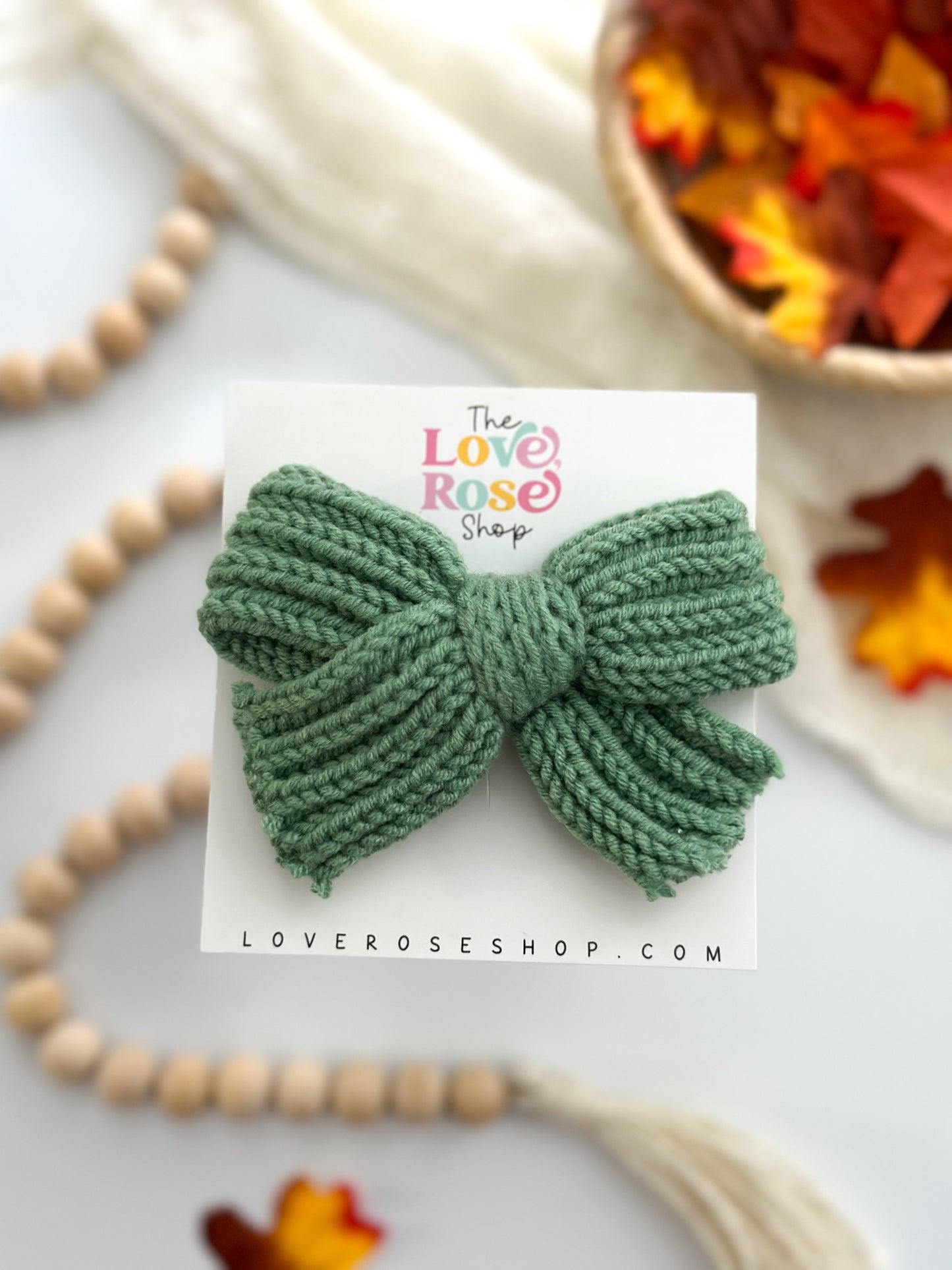 SAGE CHUNKY KNIT BOW