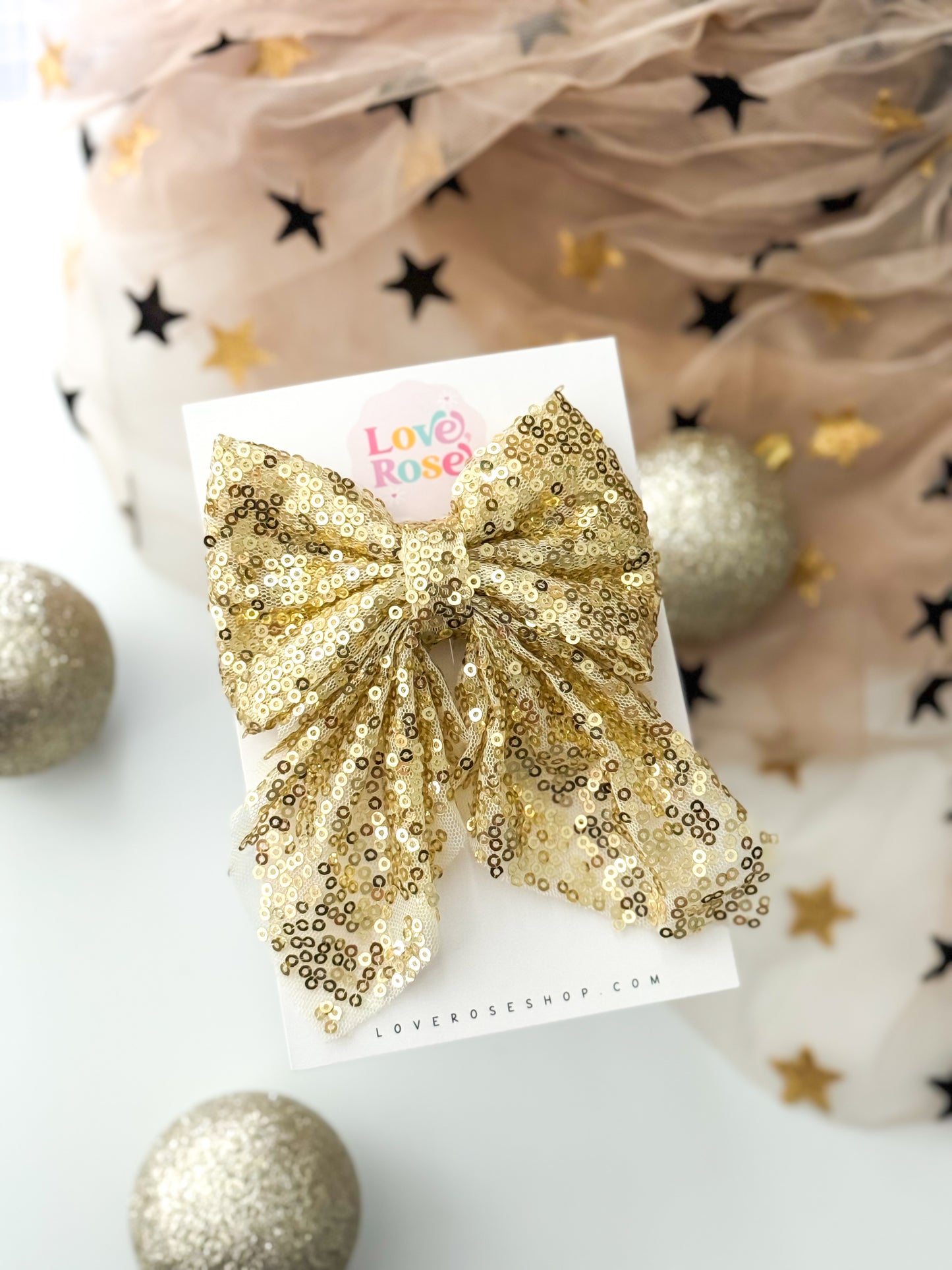 GOLD SEQUIN BOW